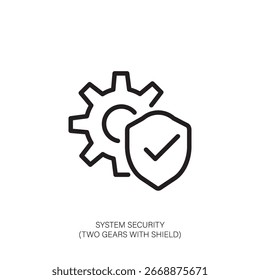 System Security Two Gears and Shield Icon