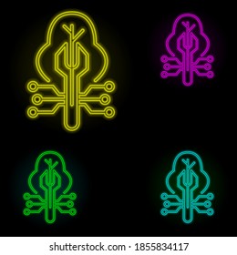 system setting mark neon color set icon. Simple thin line, outline vector of automation icons for ui and ux, website or mobile application