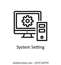 Ilustración de diseño de iconos de esquema vectorial de configuración del sistema en fondo blanco. Archivo EPS 10