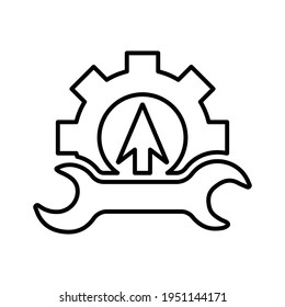 Configuración del sistema, icono de línea de herramientas de negocio. vector de contorno.