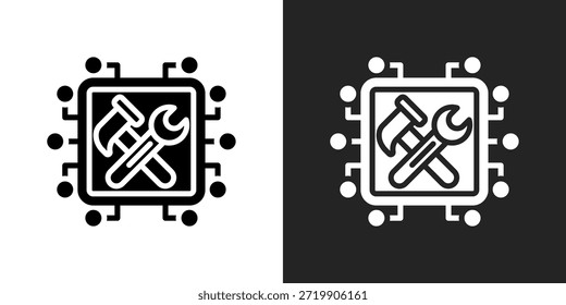 System Settings Icon In Black And White Glyph Style