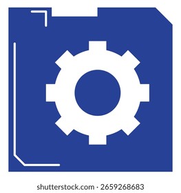 Icono de Configuraciones del sistema sobre un fondo azul, que representa la configuración digital y la optimización