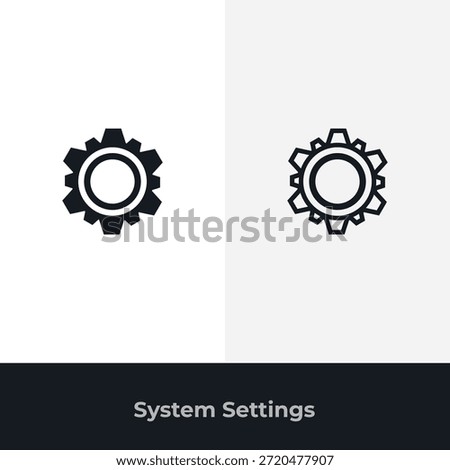 System settings icons for application preferences configuration control management options