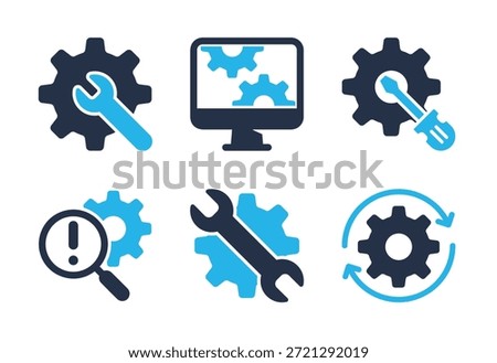 System Settings and Repair icon set. Solid glyph series icons