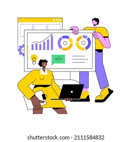 System Software Development Abstract Concept Vector Illustration. All In One Software Solution, Core System Modernization, Web Based Software, Database Systems And Apps Creation Abstract Metaphor.