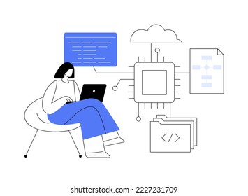 System software development abstract concept vector illustration. All in one software solution, core system modernization, web based software, database systems and apps creation abstract metaphor.