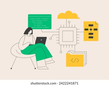 System software development abstract concept vector illustration. All in one software solution, core system modernization, web based software, database systems and apps creation abstract metaphor.