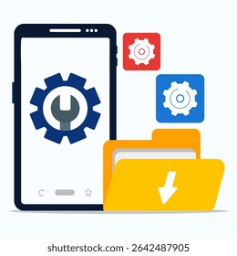 System software is under maintenance on smartphone.