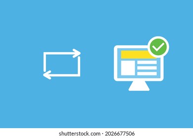System software update and loading process concept in computer screen, flat vector illustration. Simple minimalist vector image.