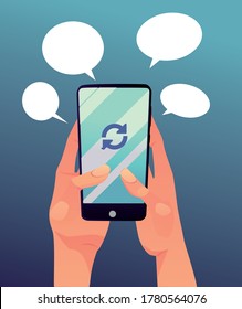 System software update or page refreshing on the screen of smartphone.