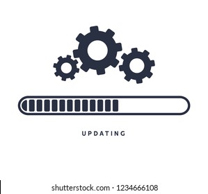 System software update or upgrade. Application loading process symbol web screen. Vector computer technology.