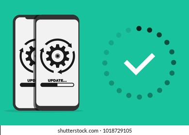 System Software Update And Upgrade Concept. Loading Process In Smart Phone Screen