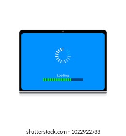 System Software Update And Upgrade Concept. Loading Process In Laptop Screen. Vector Illustration.