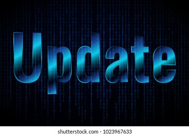 System software update and upgrade concept. Update banner template on dark background.