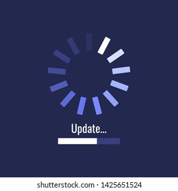 System software update and upgrade concept. Loading process screen. Modern vector illustration flat style.