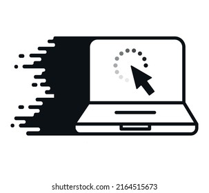 System software update and upgrade concept. The installation process is on the laptop screen. Vector illustration. isolated on white background.