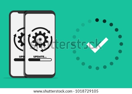 System software update and upgrade concept. Loading process in smart phone screen