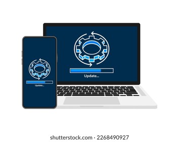 System software update and upgrade. Install new software. Installing app patch
