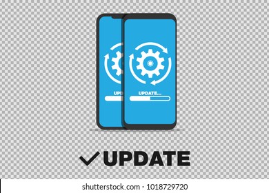 System Software Update And Upgrade Transparent Concept . Loading Process In Smart Phone Screen