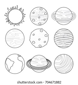 Solar System Planets Outline Illustrations Stock Vector (Royalty Free ...