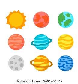 System solar set vector icon