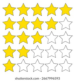 System star rating icons progress set flat design