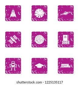 System technology icons set. Grunge set of 9 system technology vector icons for web isolated on white background