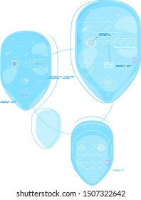 System technology of recognizing a human face, group of faces to identify a person, facial recognition system isolated, anonymity in the digital age