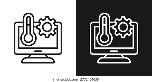 Systemtemperatur-Symbol in schwarz-weißem Linienstil