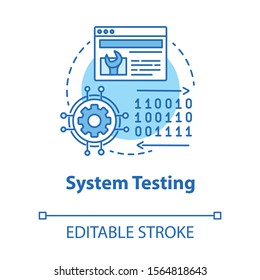 System testing turquoise concept icon. Software development stage idea thin line illustration. App perfomance verification. IT project managment. Vector isolated outline drawing. Editable stroke