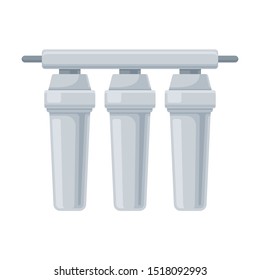 System Of Three Water Filters Flat Vector Illustration