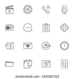 system ui thin line icons set. Thin line simple outline icons for web and mobiles