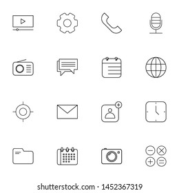 system ui thin line icons set. Thin line simple outline icons for web and mobiles