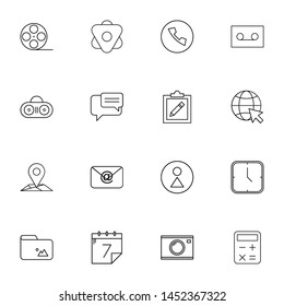 system ui thin line icons set. Thin line simple outline icons for web and mobiles