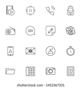 system ui thin line icons set. Thin line simple outline icons for web and mobiles