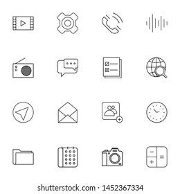 system ui thin line icons set. Thin line simple outline icons for web and mobiles
