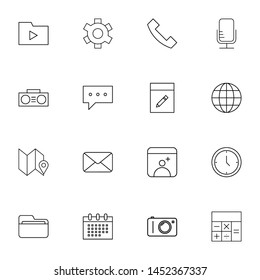 system ui thin line icons set. Thin line simple outline icons for web and mobiles