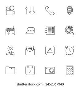 system ui thin line icons set. Thin line simple outline icons for web and mobiles