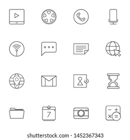 system ui thin line icons set. Thin line simple outline icons for web and mobiles