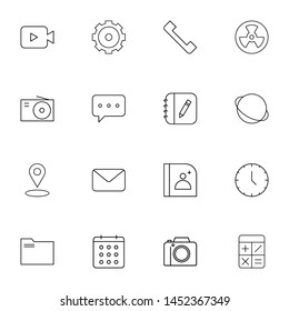 system ui thin line icons set. Thin line simple outline icons for web and mobiles