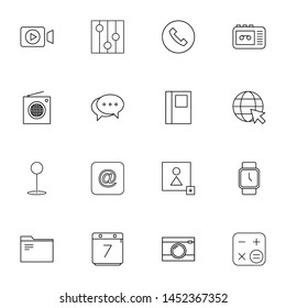 system ui thin line icons set. Thin line simple outline icons for web and mobiles