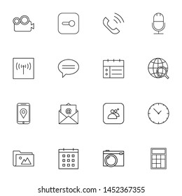 system ui thin line icons set. Thin line simple outline icons for web and mobiles