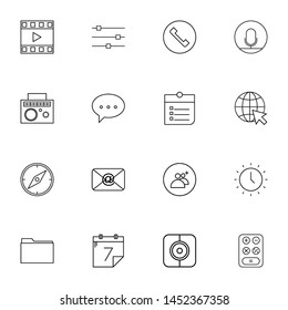 system ui thin line icons set. Thin line simple outline icons for web and mobiles