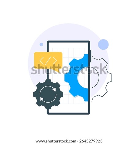 system under maintenance, app upgrade,404 error page,update on mobile phone or smartphone concept
