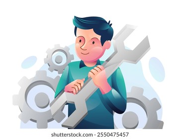 Sistema sob conceito de ilustração de manutenção, Mensagem de erro sobre o site em construção, processo de atualização, software de instalação, ilustração de conceito de sistema operacional