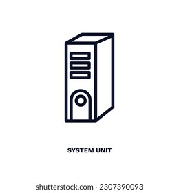 system unit icon. Thin line system unit icon from hardware and equipment collection. Outline vector isolated on white background. Editable system unit symbol can be used web and mobile