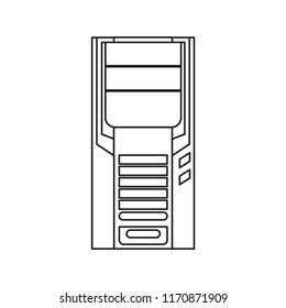 System unit line icon isolated on white background. Outline thin electric equipment vector.