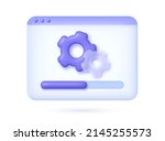 System update 3d Vector concept. 3d glass morphism gear for mobile app design. System update. 3d vector render concept