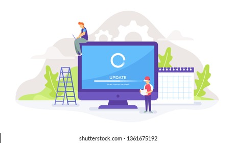 System update concept vector illustration for landing page, wallpaper, background,  banner, advertising, web, business
