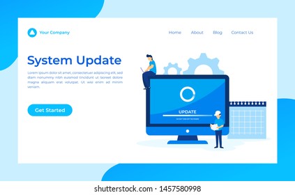 System update concept vector illustration for landing page, wallpaper, background,  banner, advertising, web, business